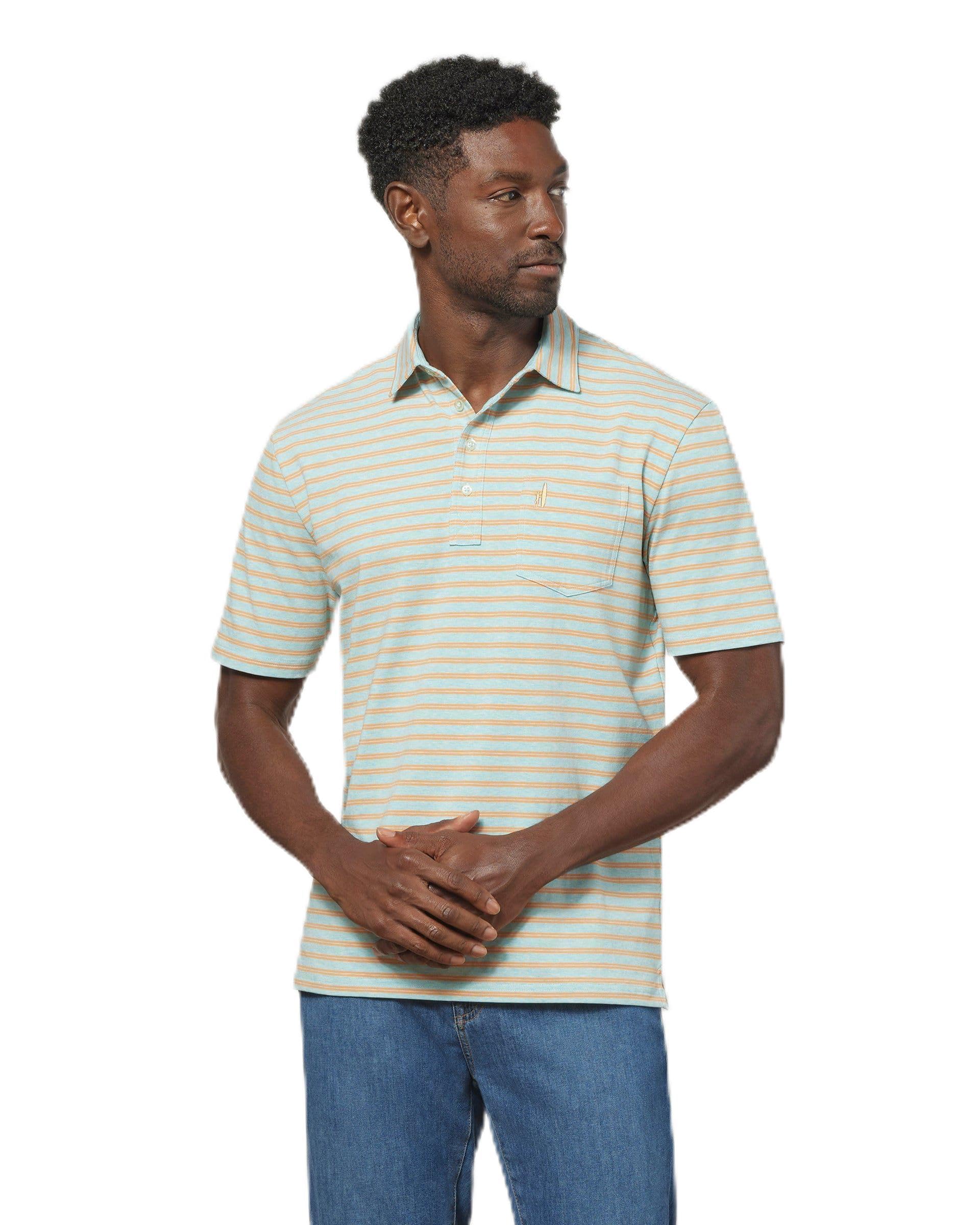 johnnie-O The Original Polo - Atkins Stripe Blue Crush/XXL Mens